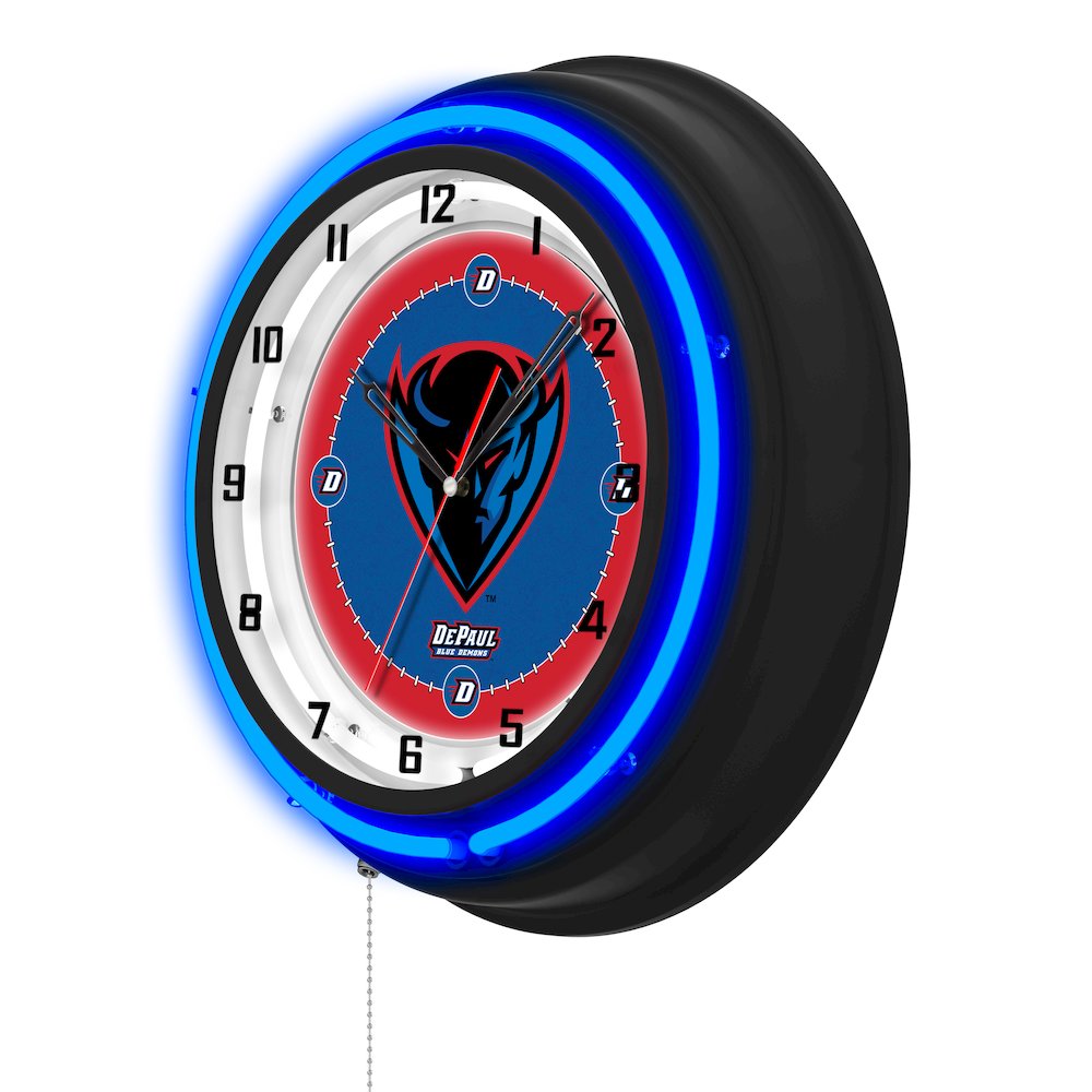 DePaul University 19" Double Neon Wall Clock. Picture 2