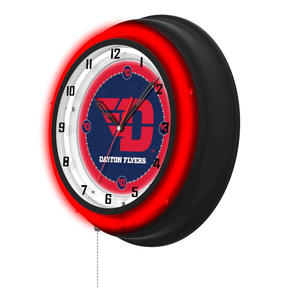 University of Dayton 19" Double Neon Wall Clock. Picture 2