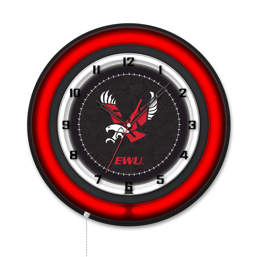 Eastern Washington University 19" Double Neon Wall Clock. Picture 1