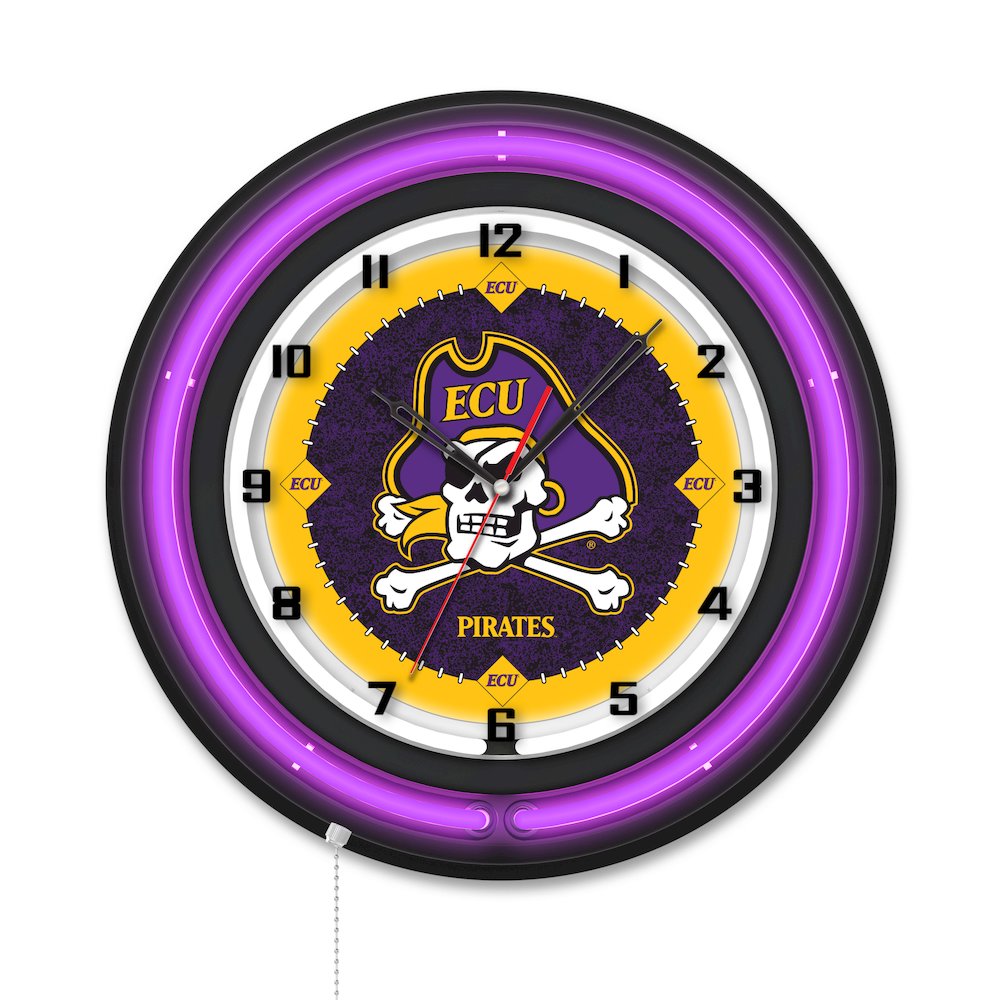 East Carolina University 19" Double Neon Wall Clock. Picture 1