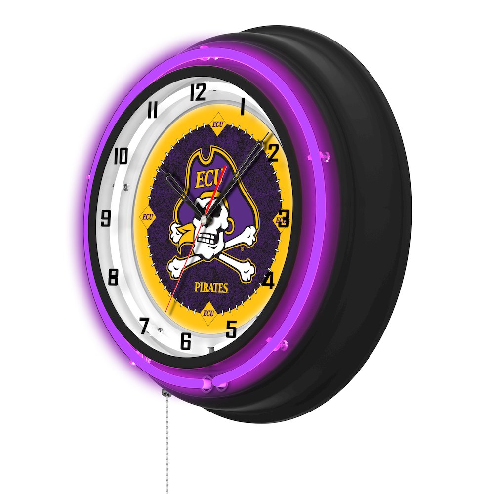 East Carolina University 19" Double Neon Wall Clock. Picture 2