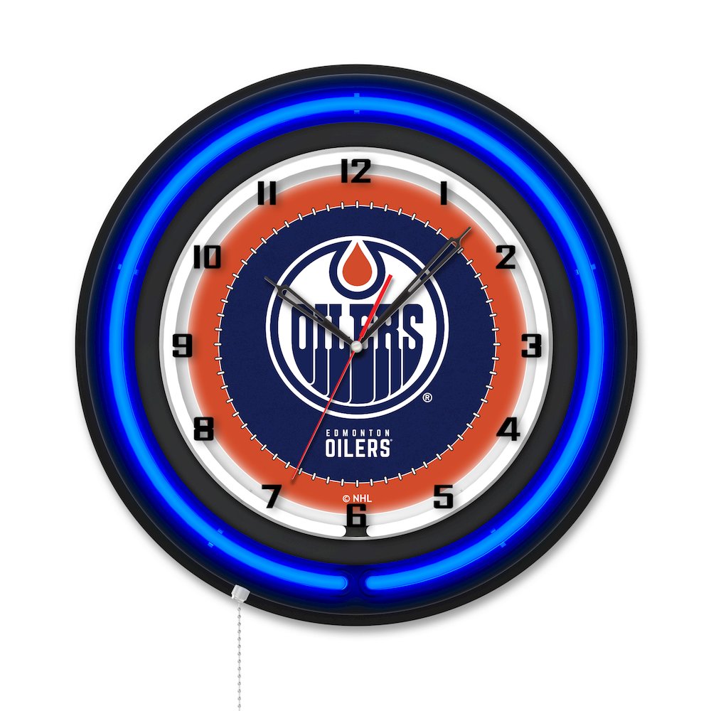 Edmonton Oilers 19" Double Neon Wall Clock. Picture 1