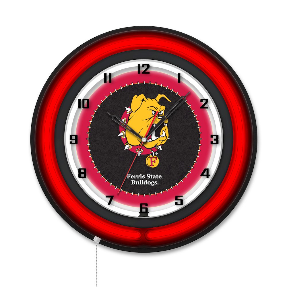 Ferris State University 19" Double Neon Wall Clock. Picture 1