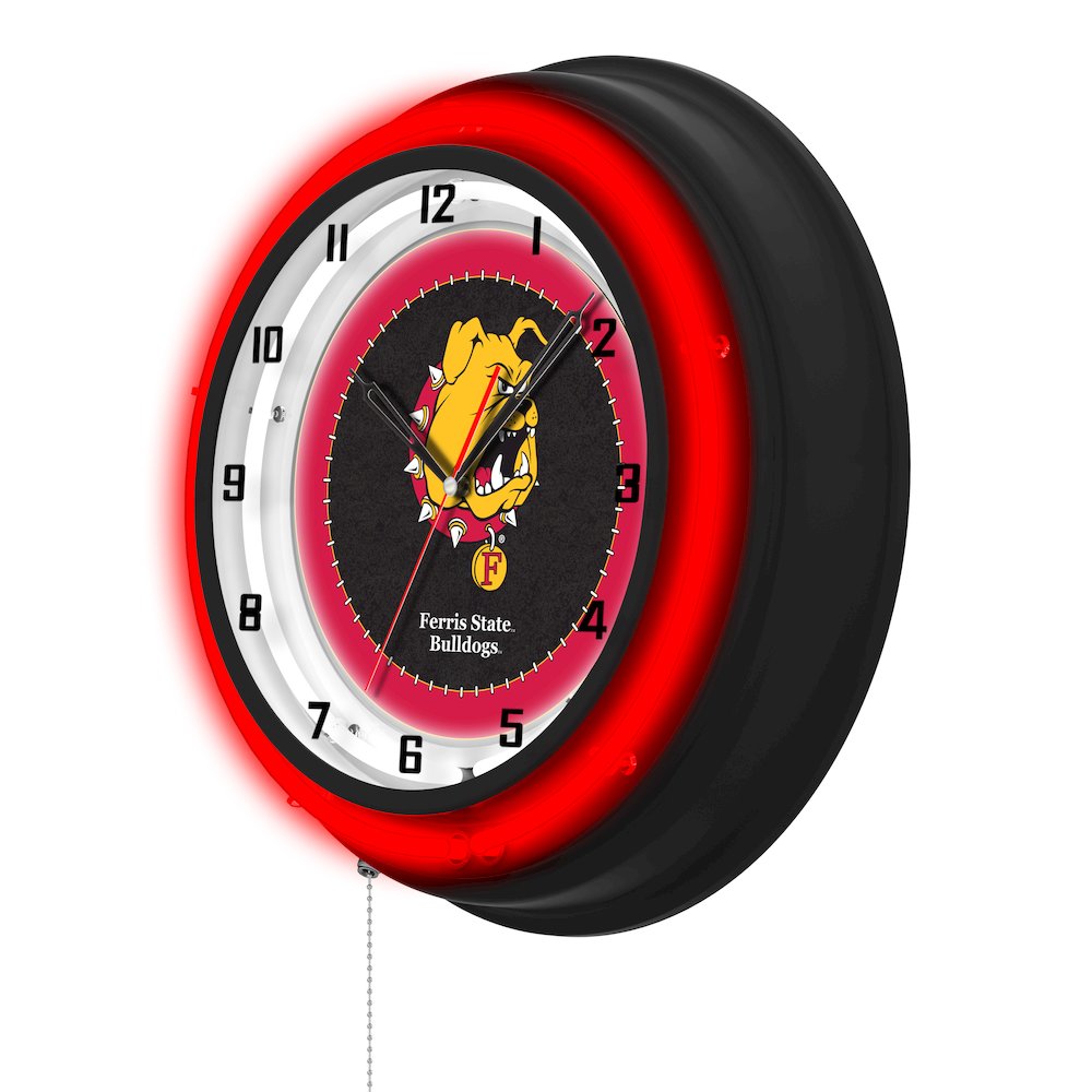 Ferris State University 19" Double Neon Wall Clock. Picture 2