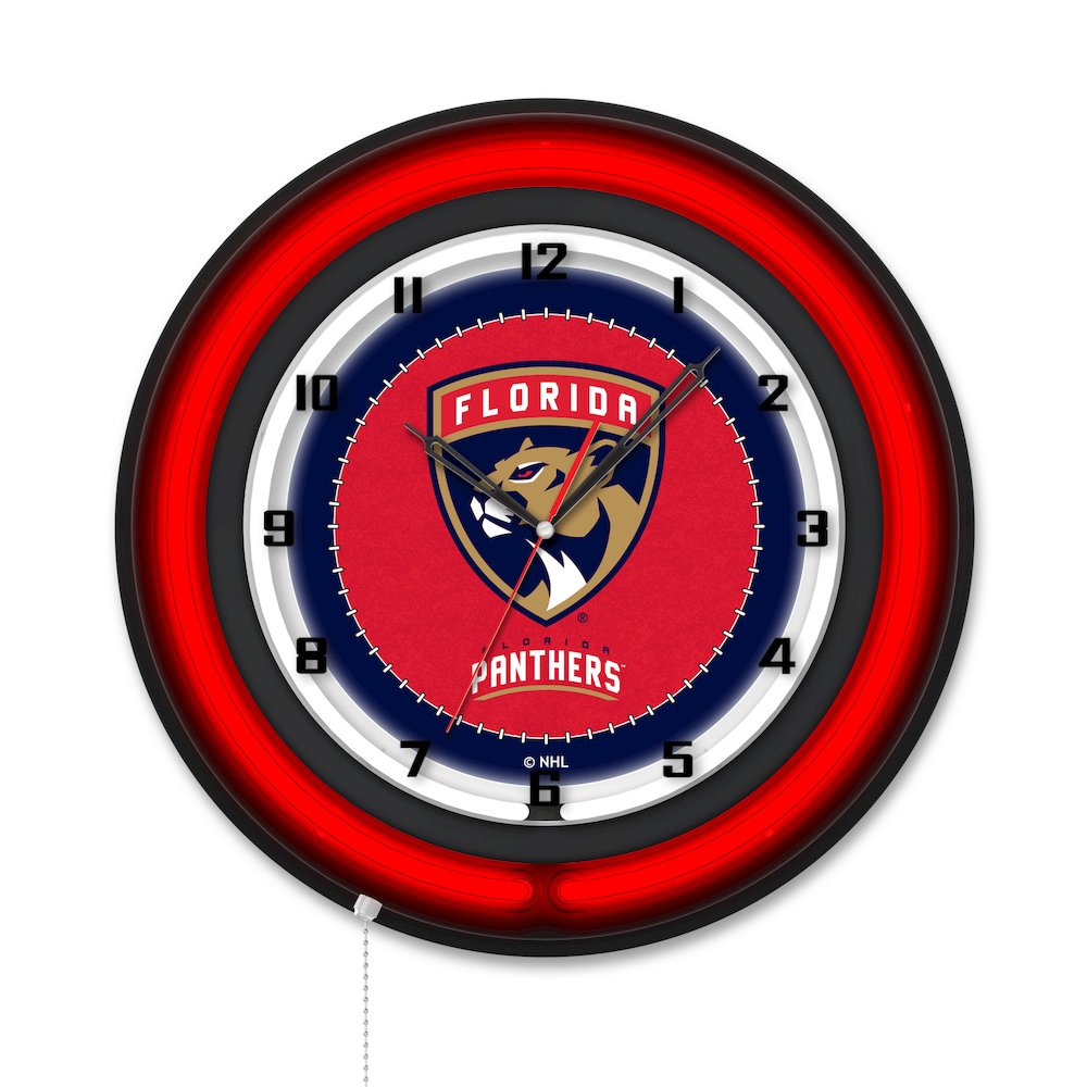 Florida Panthers 19" Double Neon Wall Clock. Picture 1