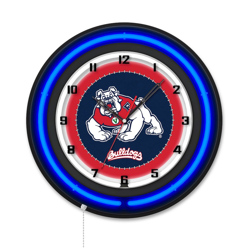 Fresno State University 19" Double Neon Wall Clock. Picture 1