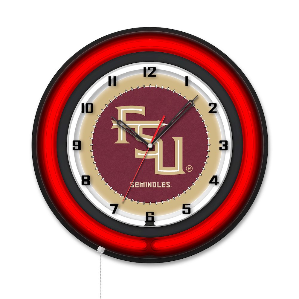 Florida State (Script) 19" Double Neon Wall Clock. Picture 1