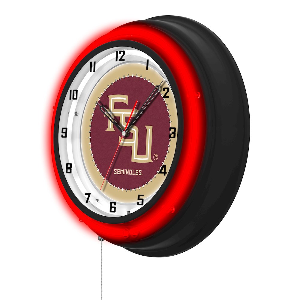 Florida State (Script) 19" Double Neon Wall Clock. Picture 2
