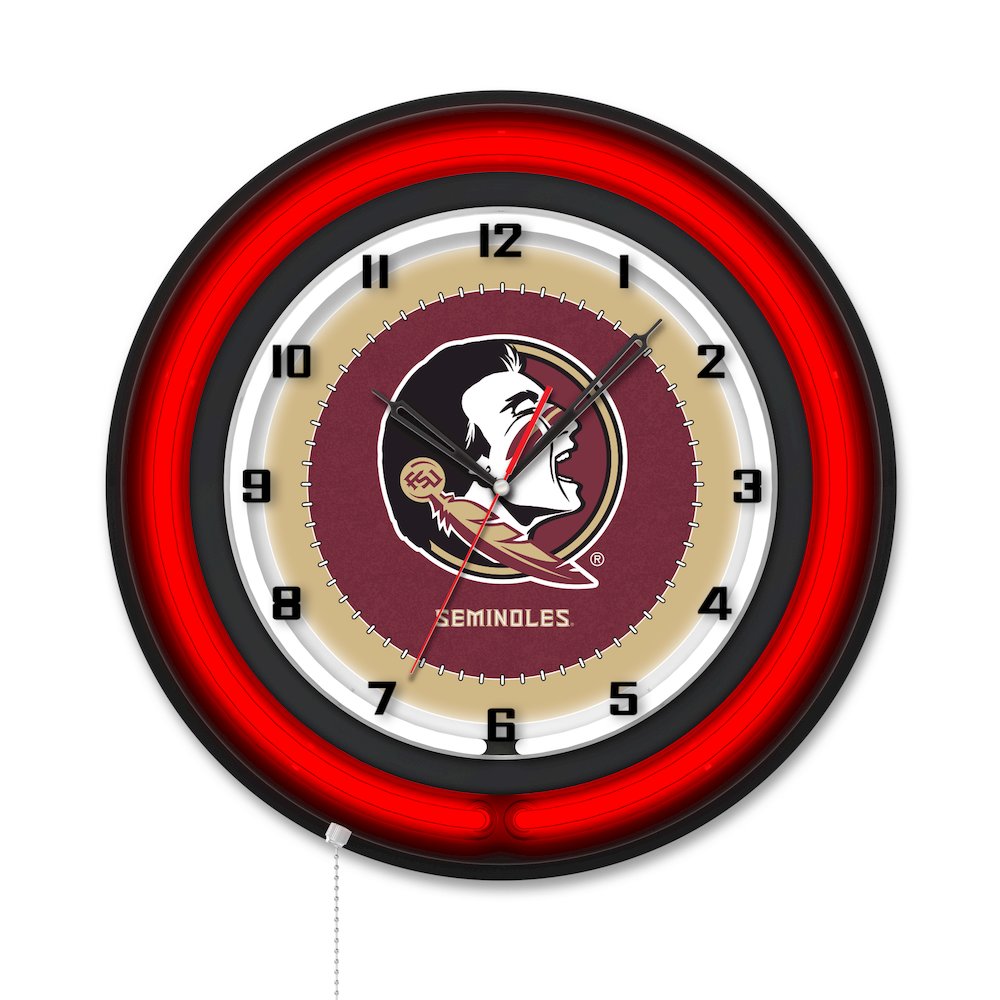 Florida State (Head) 19" Double Neon Wall Clock. Picture 1