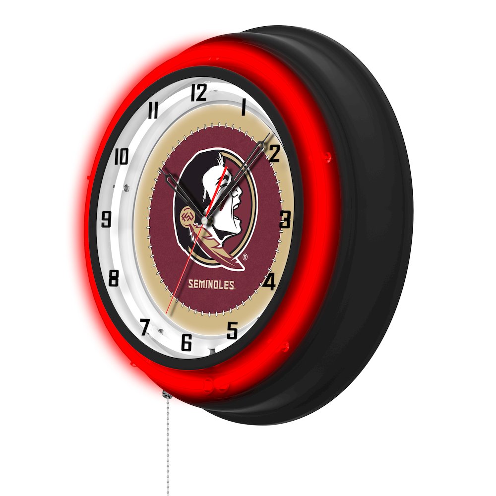 Florida State (Head) 19" Double Neon Wall Clock. Picture 2