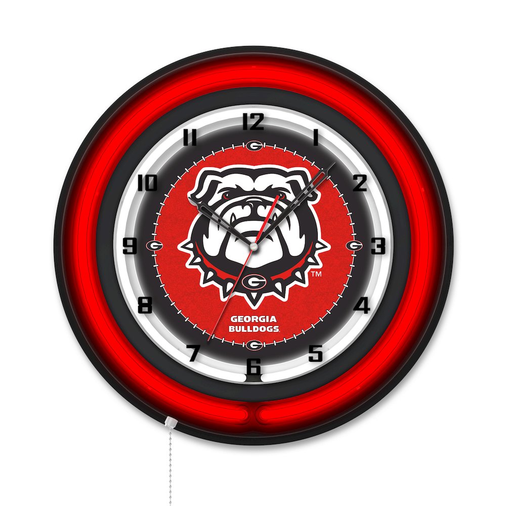 University of Georgia (Bulldog)  19" Double Neon Wall Clock. Picture 1