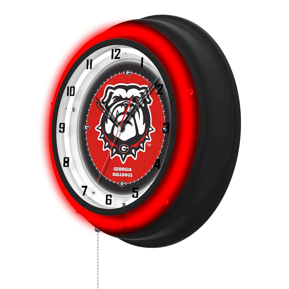 University of Georgia (Bulldog)  19" Double Neon Wall Clock. Picture 2