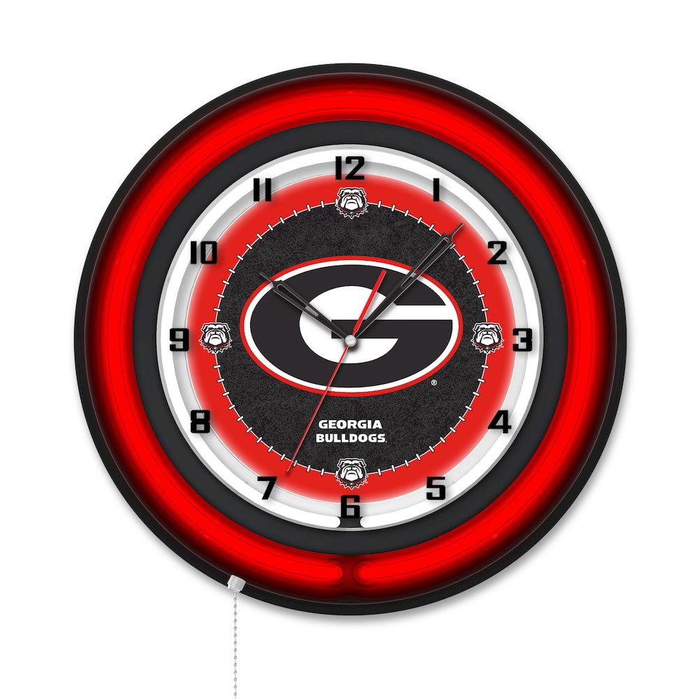 University of Georgia (G)  19" Double Neon Wall Clock. Picture 1