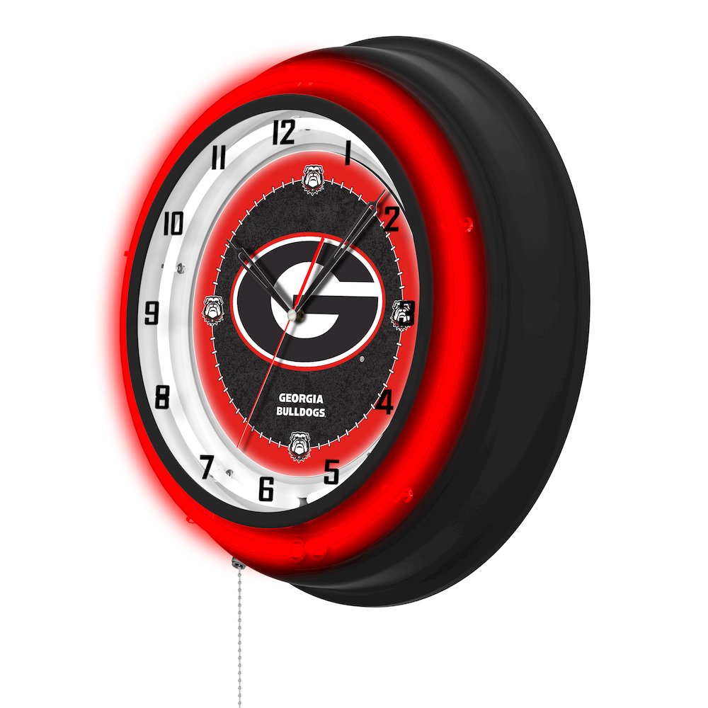 University of Georgia (G)  19" Double Neon Wall Clock. Picture 2