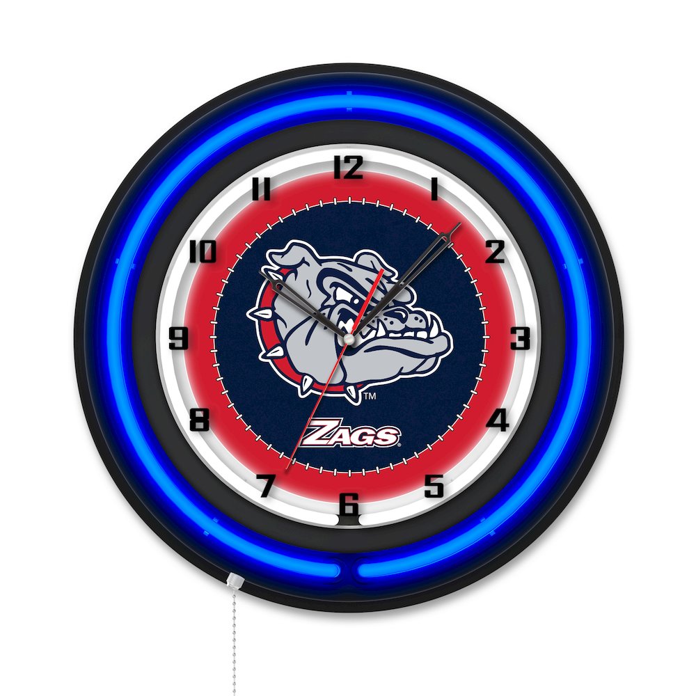 Gonzaga 19" Double Neon Wall Clock. Picture 1