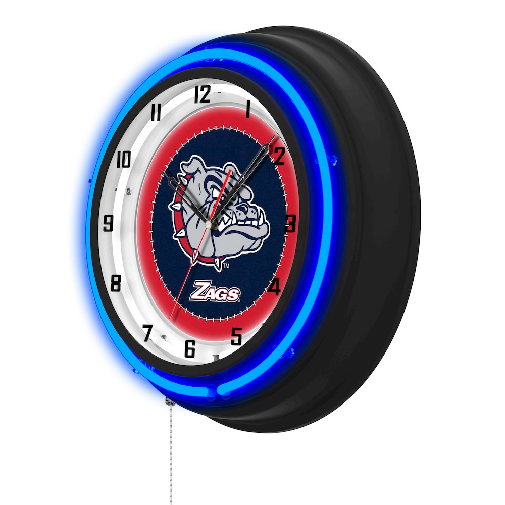 Gonzaga 19" Double Neon Wall Clock. Picture 2