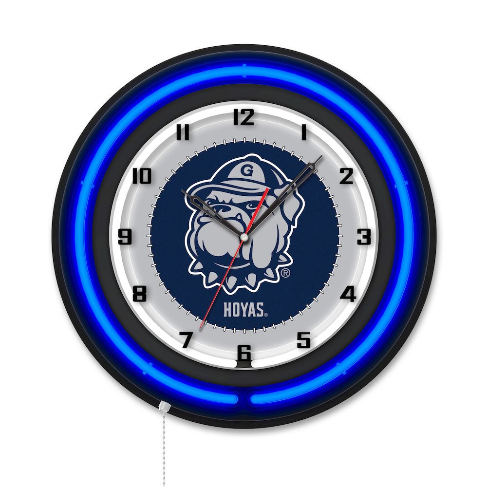 Georgetown University 19" Double Neon Wall Clock. Picture 1