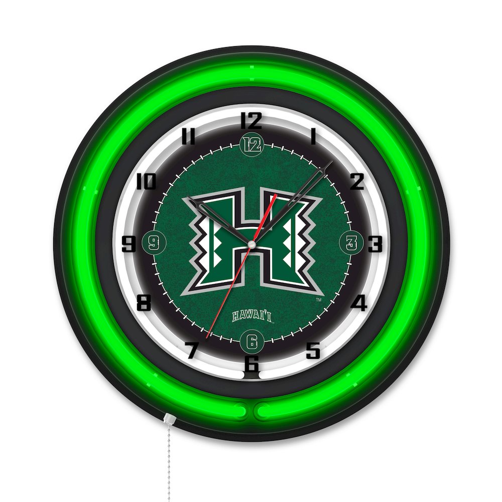 University of Hawaii 19" Double Neon Wall Clock. Picture 1