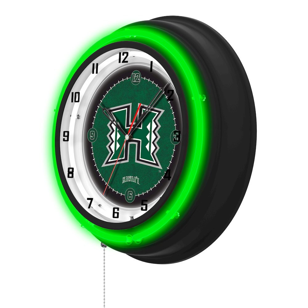 University of Hawaii 19" Double Neon Wall Clock. Picture 2
