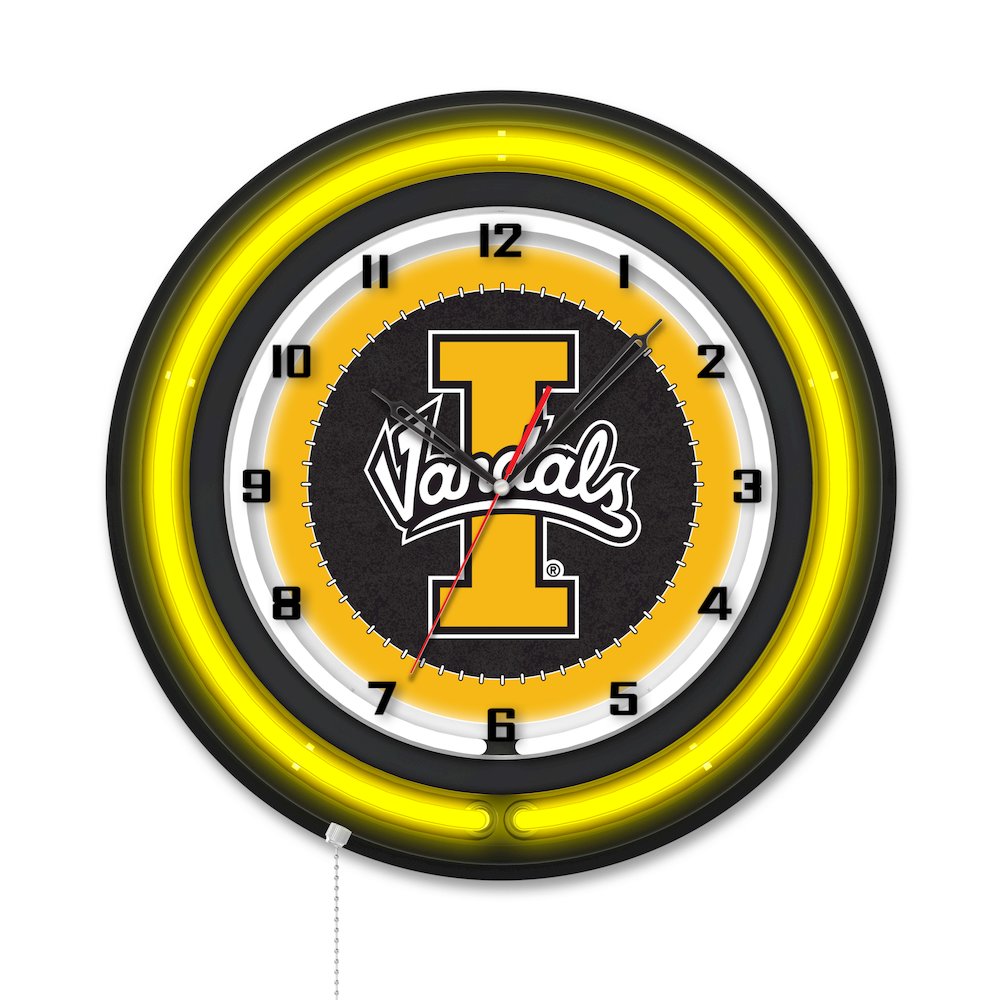 University of Idaho 19" Double Neon Wall Clock. Picture 1