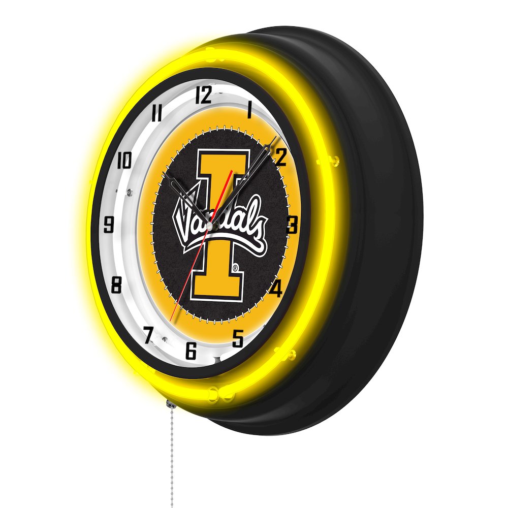 University of Idaho 19" Double Neon Wall Clock. Picture 2