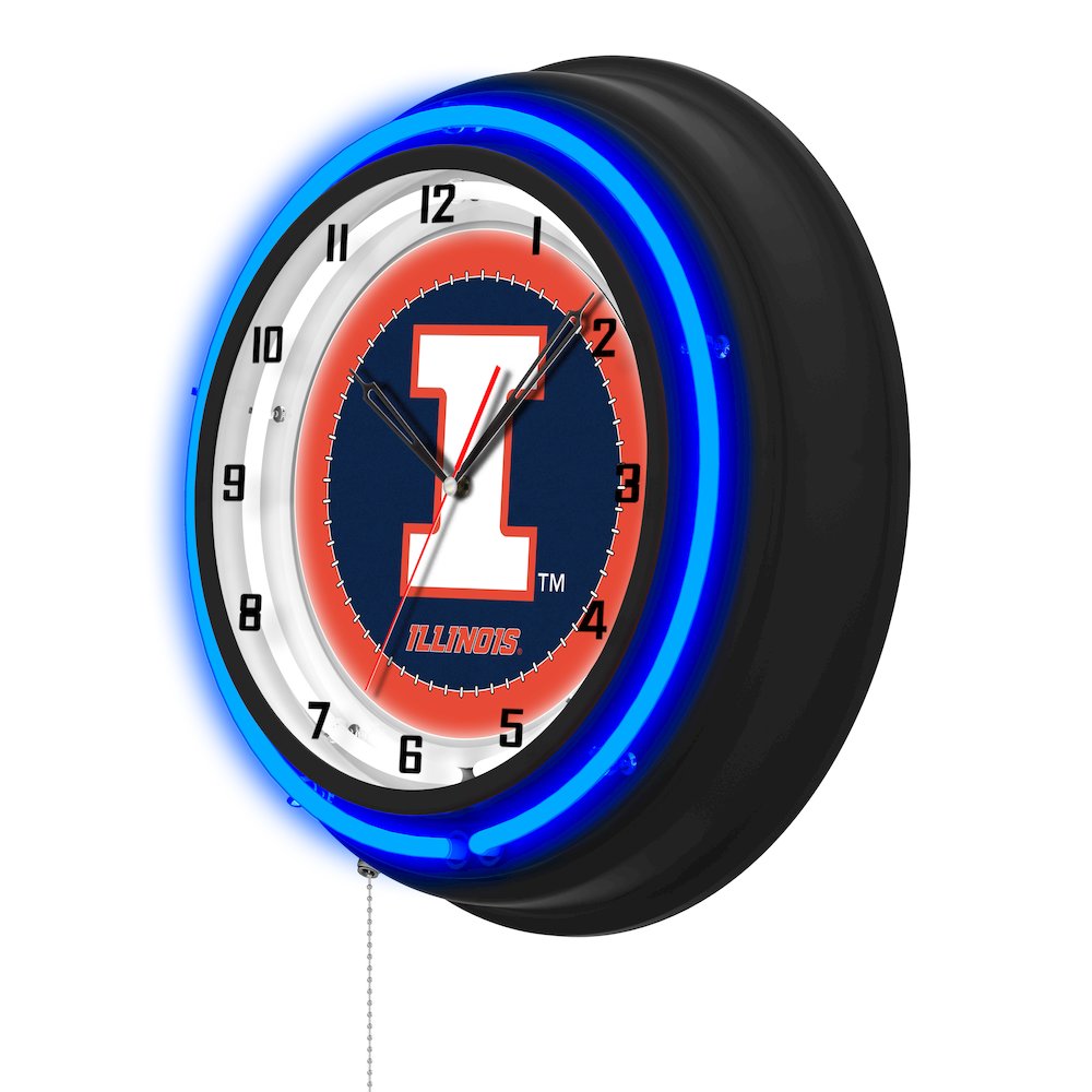 University of Illinois 19" Double Neon Wall Clock. Picture 2