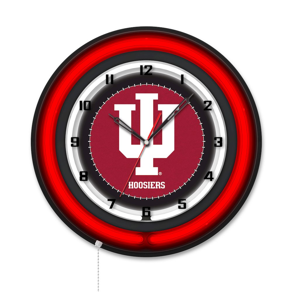 Indiana University 19" Double Neon Wall Clock. Picture 1
