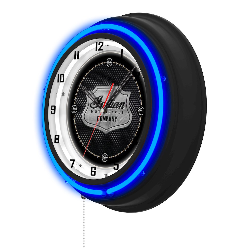 Indian Motorcycle (Metal Shield) 16" Double Neon Wall Clock. Picture 2