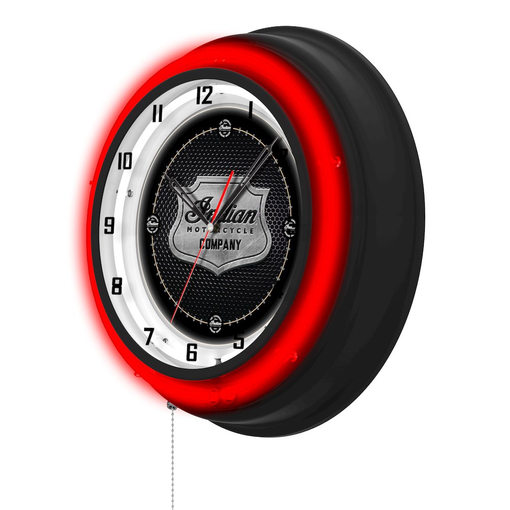 Indian Motorcycle (Metal Shield) 16" Double Neon Wall Clock. Picture 2
