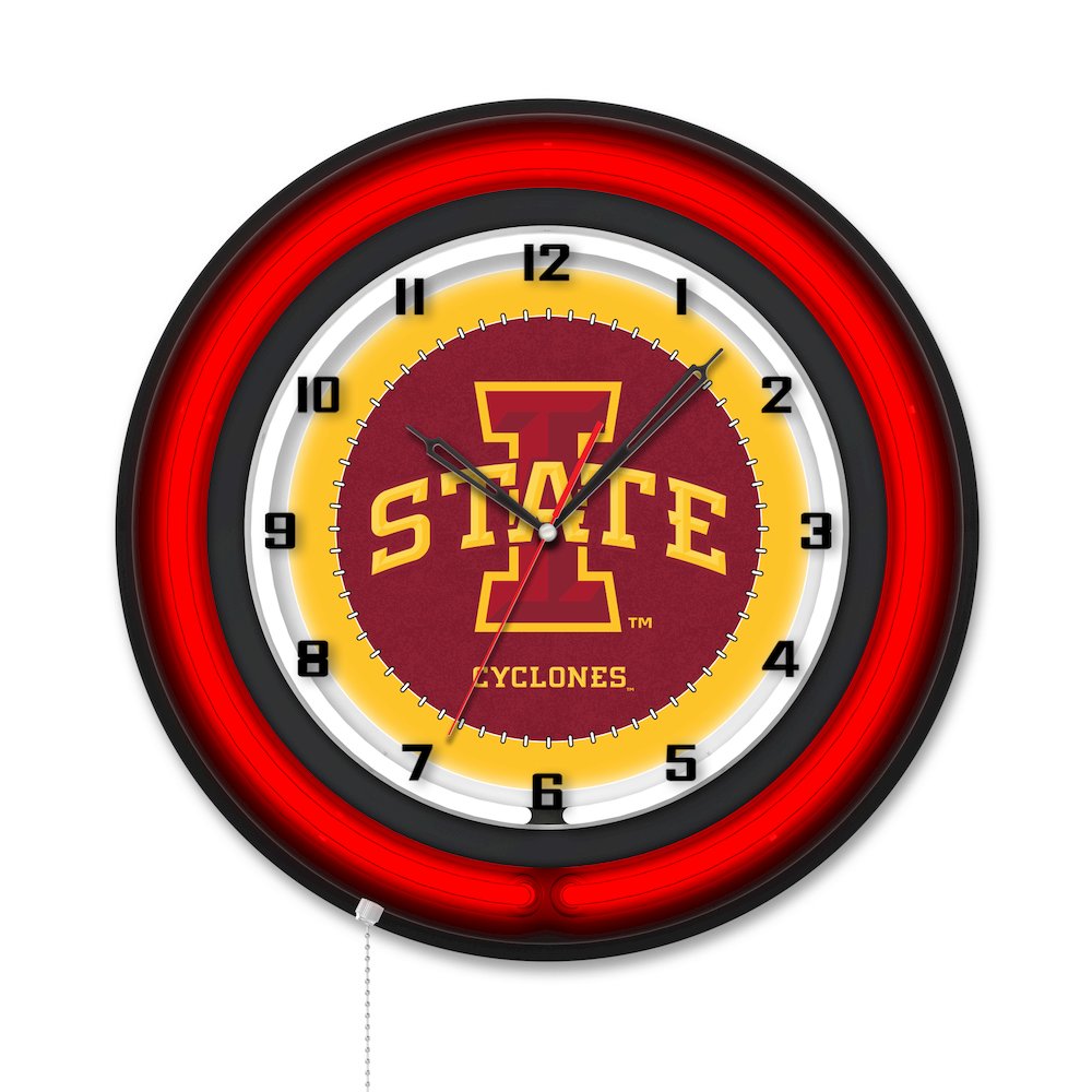 Iowa State University 19" Double Neon Wall Clock. Picture 1