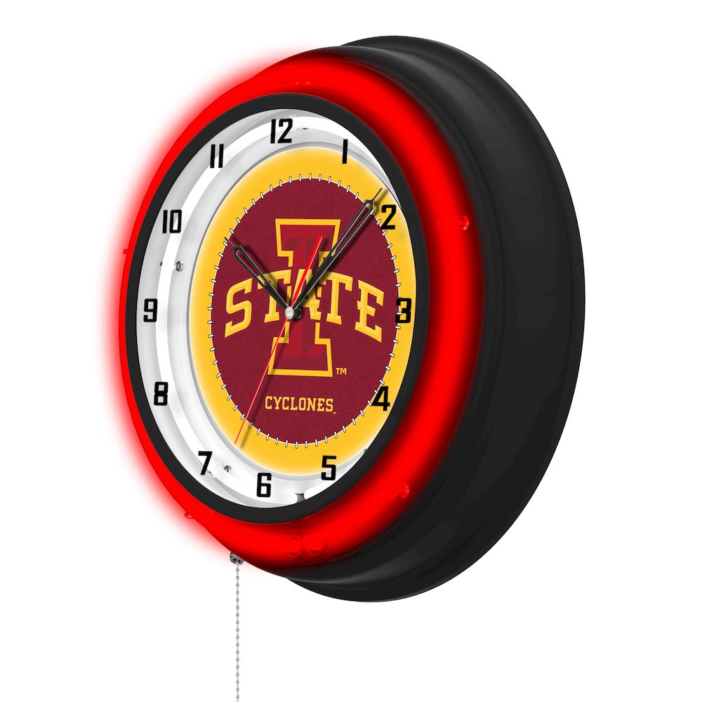 Iowa State University 19" Double Neon Wall Clock. Picture 2