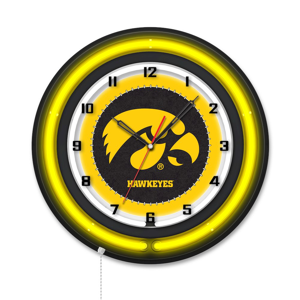 University of Iowa 19" Double Neon Wall Clock. Picture 1