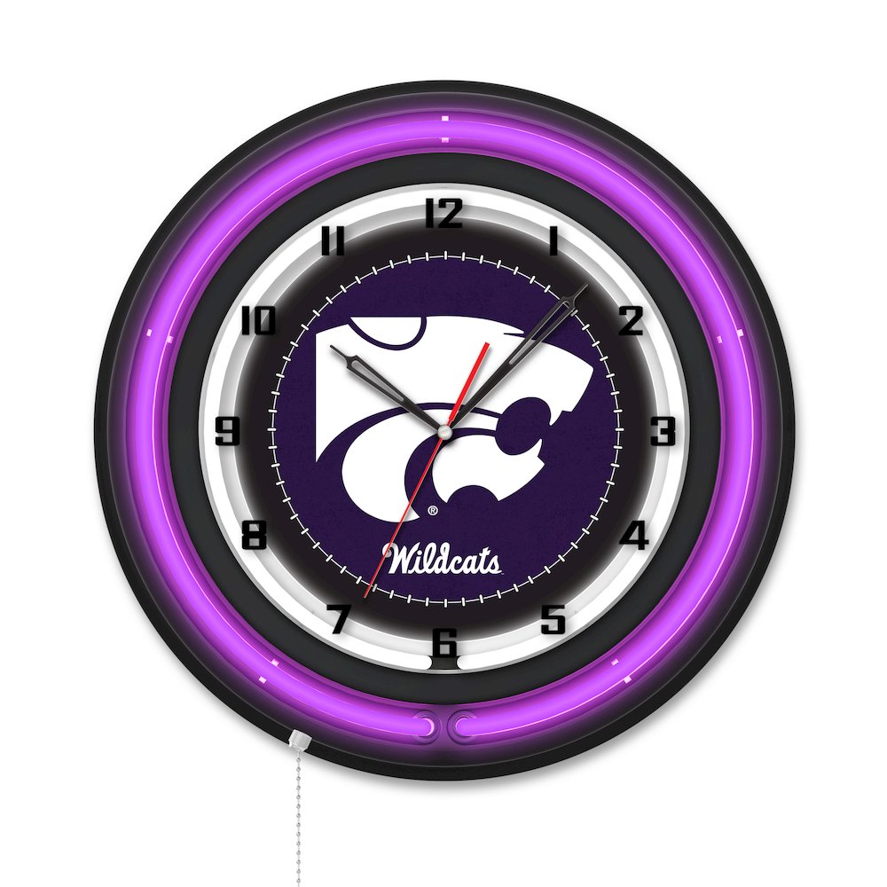 Kansas State University 19" Double Neon Wall Clock. Picture 1