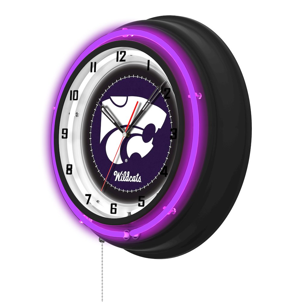 Kansas State University 19" Double Neon Wall Clock. Picture 2