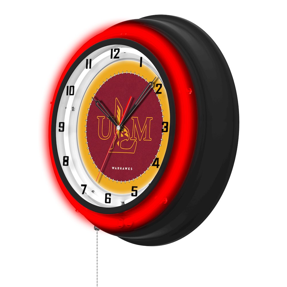 University of Louisiana at Monroe 19" Double Neon Wall Clock. Picture 2