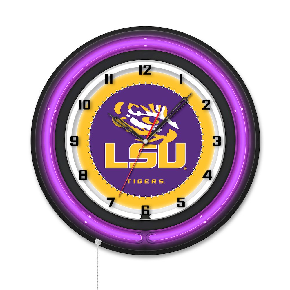 Louisiana State University 19" Double Neon Wall Clock. Picture 1