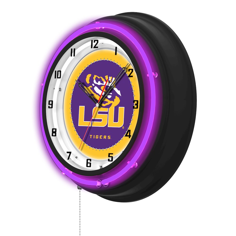 Louisiana State University 19" Double Neon Wall Clock. Picture 2