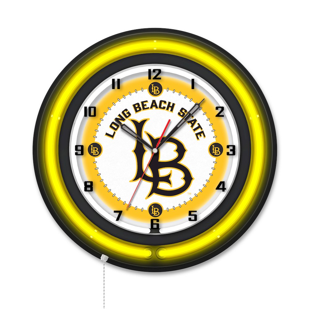 Long Beach State University 19" Double Neon Wall Clock. Picture 1
