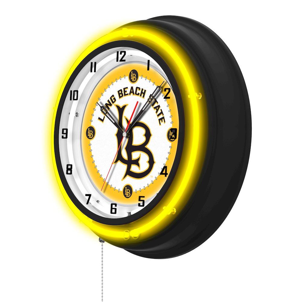 Long Beach State University 19" Double Neon Wall Clock. Picture 2
