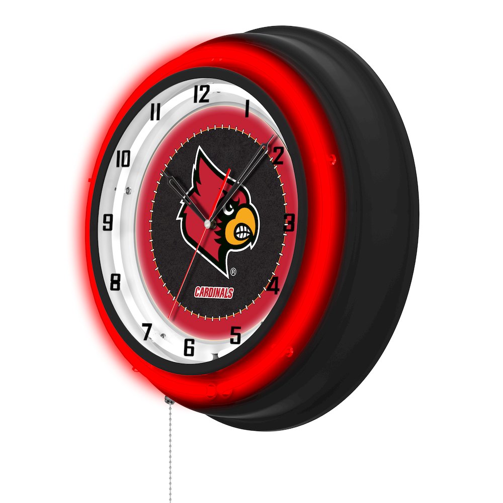 University of Louisville 19" Double Neon Wall Clock. Picture 2
