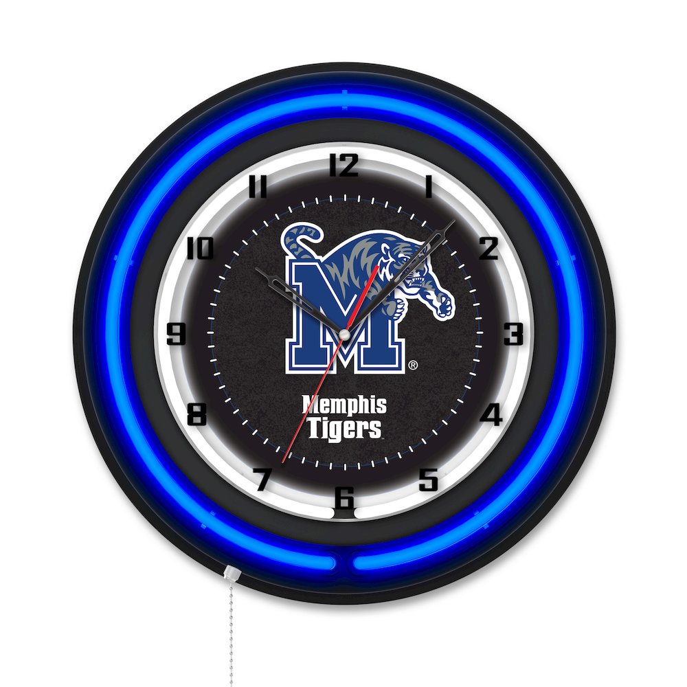 University of Memphis 19" Double Neon Wall Clock. Picture 1