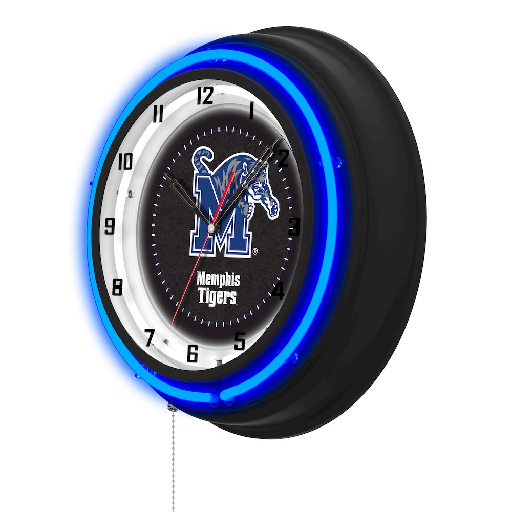 University of Memphis 19" Double Neon Wall Clock. Picture 2