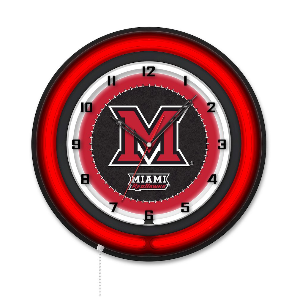 Miami University (OH) 19" Double Neon Wall Clock. Picture 1