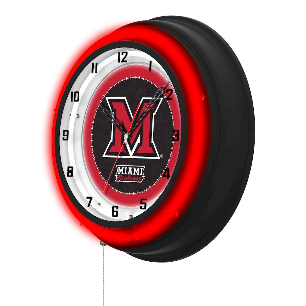Miami University (OH) 19" Double Neon Wall Clock. Picture 2
