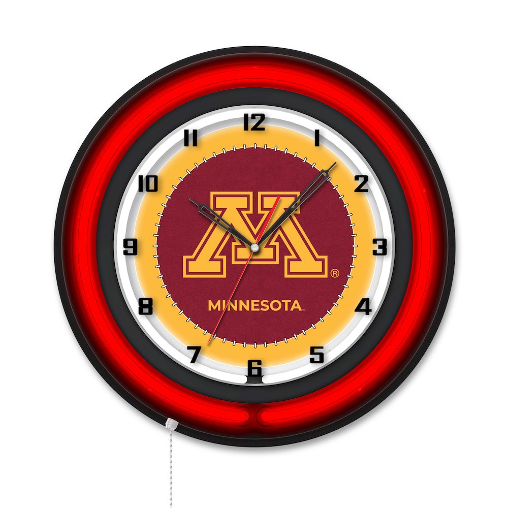 University of Minnesota 19" Double Neon Wall Clock. Picture 1