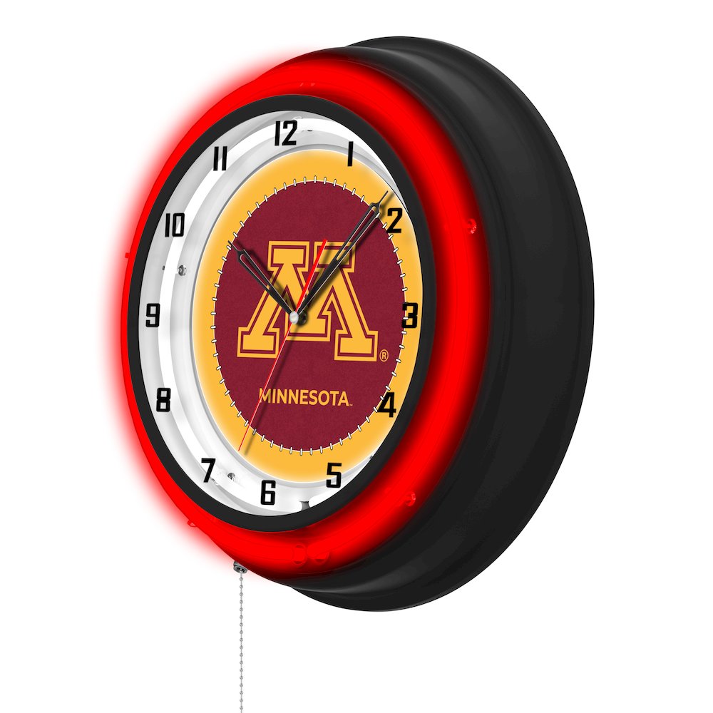 University of Minnesota 19" Double Neon Wall Clock. Picture 2
