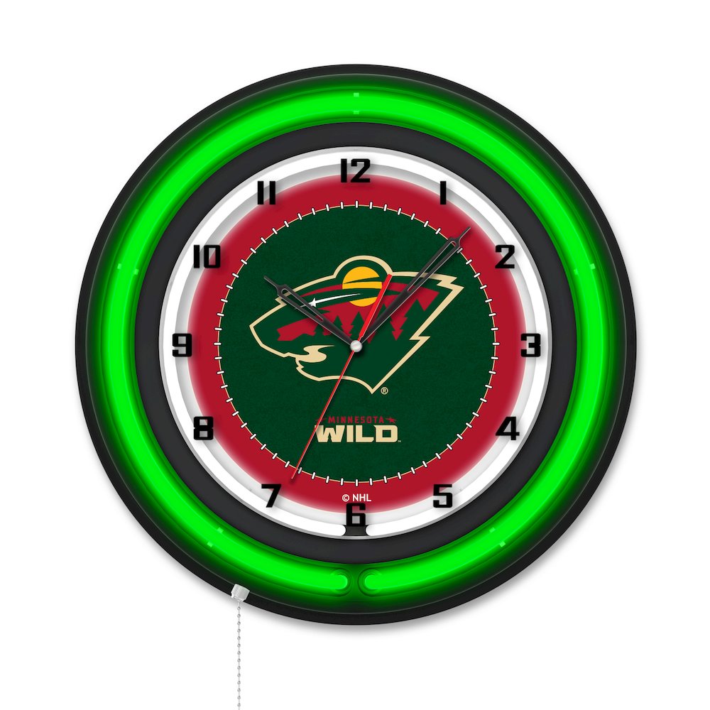 Minnesota Wild 19" Double Neon Wall Clock. Picture 1