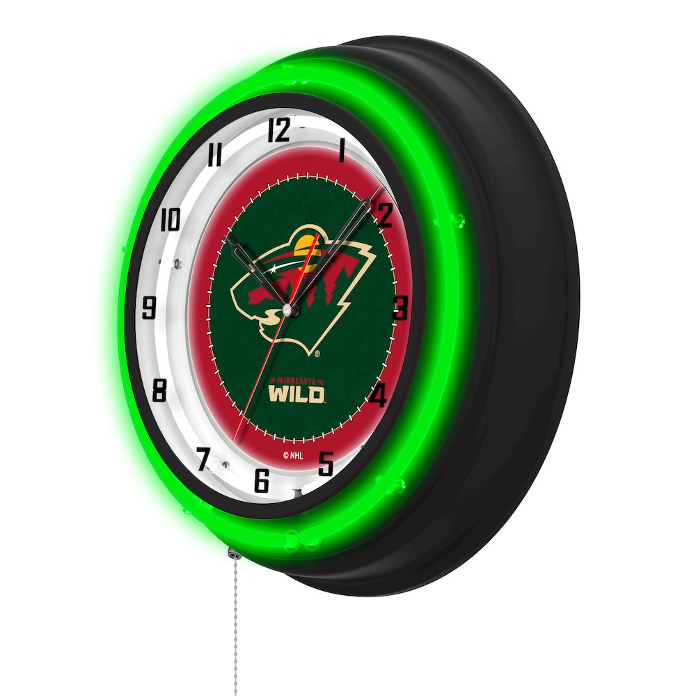 Minnesota Wild 19" Double Neon Wall Clock. Picture 2