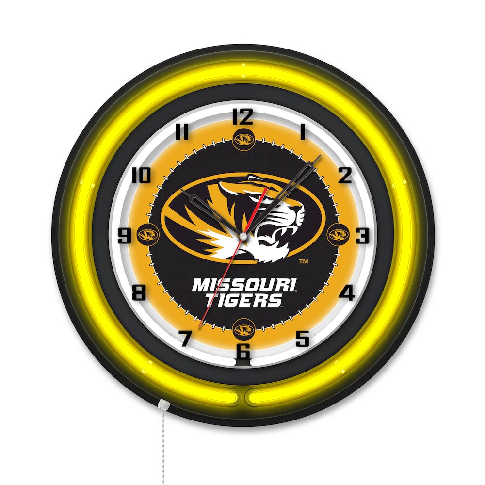 University of Missouri 19" Double Neon Wall Clock. Picture 1