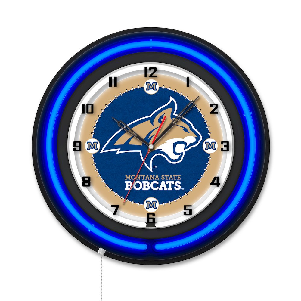 Montana State University 19" Double Neon Wall Clock. Picture 1